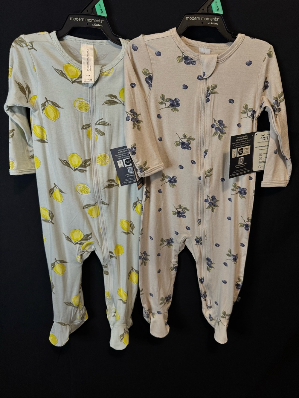 2 NWT Modern Moments 6-9 Babygirl Sleepers